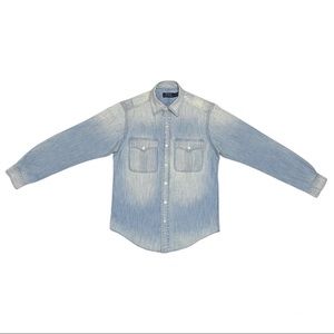 Polo Ralph Lauren denim light wash long sleeve button down shirt 2 front pockets
